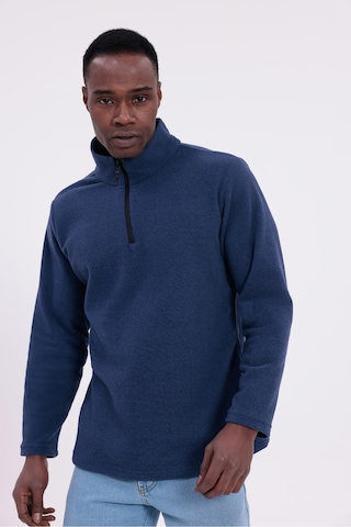 Freemen Erkek Fit Dik Yaka Yarım Fermuarlı Sweatshirt Polar Lacivert