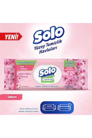 Solo Temizlikte Doğal Güç Sakura Yüzey Temizlik Havlusu 12'li 1200 Yaprak Beyaz