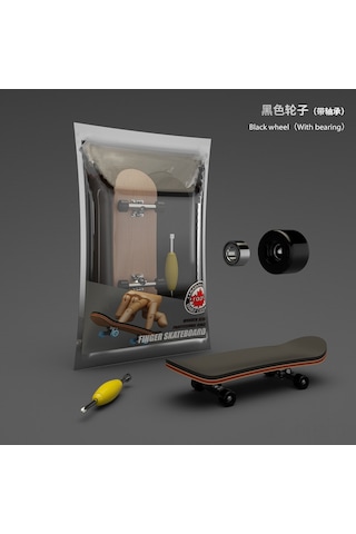 Aubyhe Finger Skateboard Profesyonel, Beş Katlı Ahşap, Allüminyum Tekerlekler Rulmanlı , Sahnelerde Sallanabilir, Oyuncak - Siyah Tekerlekler