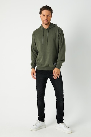 Mmetalic Erkek Haki Basic Kapüşonlu Regular Fit Normal Kesim 2 İplik Kumaş Günlük Sweatshirt