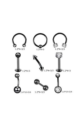 Wezone 47 Parça Paslanmaz Çelik Delme Seti - Dudak Burun Kaş Kulak Belly Piercing İğneler, Taçlı Tasarım, Tersiyer Aletler, Hijyenik Malzemeler İle Tam Zirve Altın Beyaz Pırlanta