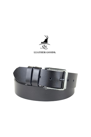 Rse Leather Goods Hakiki Deri 4,5 Cm Erkek Kot Kemeri - Manda Derisi Spor Kemer - Ekstra Kalın Siyah Siyah