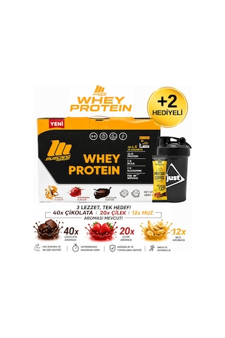 Mustang Nutrition Whey Protein Tozu 72 Saşe 2880 Gr Karışık Aroma + Shaker + Protein Kahve Hediyeli