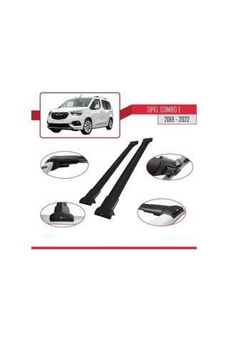 Opel Combo E 2019-2022 Arası İle Uyumlu Fly Model Ara Atkı Tavan Barı Siyah