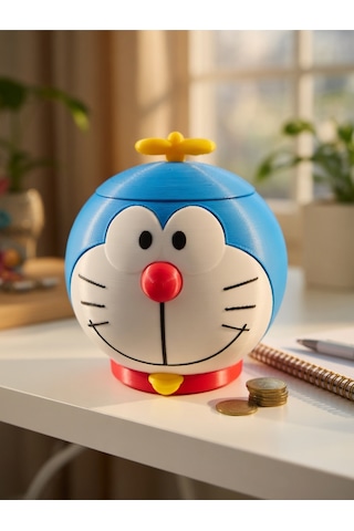 Dekoratif Doraemon Kutu Box - Kalemlik Ve Küçük Eşya Düzenleyici - Özel Tasarım 3d Baskı Mavi