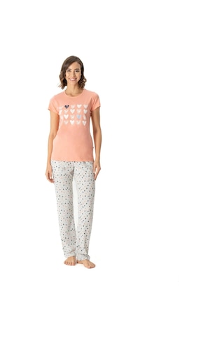 U.S. Polo Assn. U.s. Polo Assn. Kadın Mavi Yuvarlak Yaka Cepli Pijama Takımı Somon