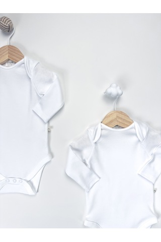 Sezgibaby Unisex, Bebek Uzun Kol % 100 Pamuk 3'lü Çıtçıtlı Body & Zıbın 0-3 Ay / 3-6 Ay / 6-9 Ay Beyaz