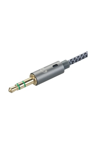 Hombey 25cm Gümüş Nylon Dokuma Ses Kablosu - İki 3.5mm Erkekden Tek 3.5mm Dişeye Çevirici