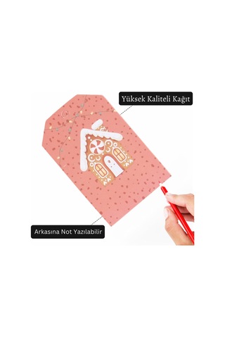 Yılbaşı Ev Temalı Hediye Etiketi, Yeniyıl, Noel Delikli Paketleme