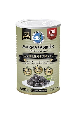 Marmarabirlik Premium 2XL Doğal Salamura Siyah Zeytin 2 x 800 G