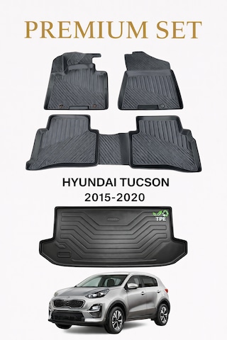 Hyundai Tucson 2015-2020 Uyumlu 3d Oto Paspas Ve Bagaj Havuzu Set Premium