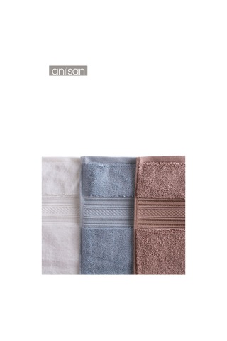 3'lü Süper Soft Bordürlü El Havlusu Seti - 50x90 Cm, 250 Gr, %100 Pamuk, Spa Ve Otel Havlusu Beyaz - Mavi