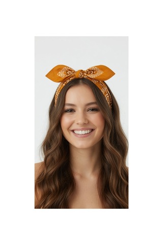 Mollycrush Unisex Turuncu Şal Desenli Bandana Günlük Saç Aksesuarı, Boyunluk Ve Outdoor Fular Turuncu