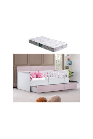 Yavrulu Karyola, Mira Yavrulu Montessori Karyola - Pembe + 1 Adet Comfort Yatak