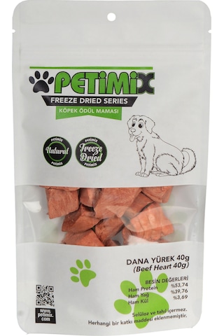 Petimix Freeze Dry Dana Yürek Barf Köpek Ödül Maması 40 G