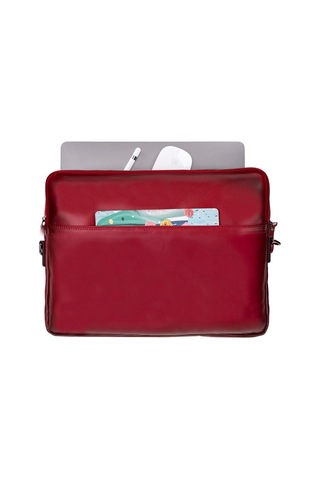 Bloomsleeve Leeds 14" Crimson Red Hakiki Deri Laptop & Tablet Kılıfı Kırmızı