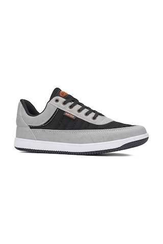 Günlük Erkek Sneaker Bağcıklı Hafif Rahat Fileli Hava Alabilen Yürüyüş Spor Ayakkabısı 014 Buz - Gri - Siyah