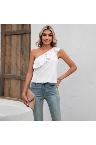 Siyah Yaz Kadın Askı Fırfır Geniş Askılı Düz Renk Tank Tops Straplez Basit Peplum Slash Tops