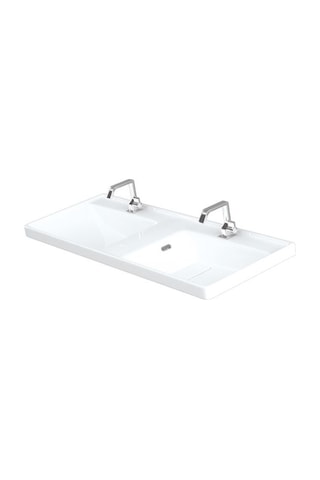 Lapino Quattro 120 CM Konsollu Etejerli Çift Bölme Lavabo Beyaz R