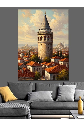 Ahşap Tablo Kırmızı Tarlada Tek Başına Ağaç