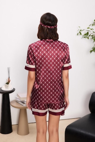 Pierre Cardin Bordo Saten Biyeli Kadın Pijama Şort Takımı 1325 Bordo
