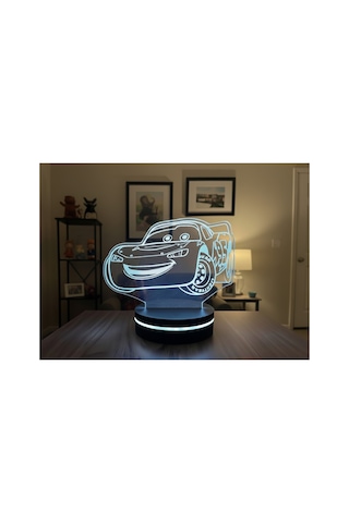 Mcqueen 3d Led Gece Lambası 10 Renk Dokunmatik Dekoratif Led Lamba