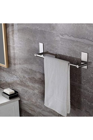 Paslanmaz Çelik 40cm Havluluk Askılık - İnox - Kendinden Yapışkanlı - Vida Yok Çok Renkli