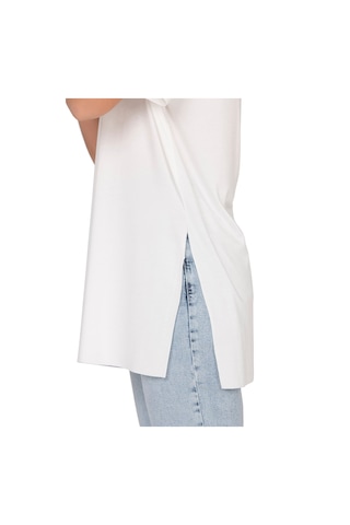 Kadın Oversize Basic Minimal Yazı Detaylı Bluz Ekru 27082 Ekru
