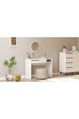 Robin Home Lidya Makyaj Masası Aynalı Çekmeceli Beyaz