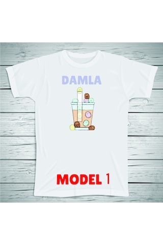 Penguen Karakterli Çocuklara Özel İsim Baskılı Tshirt , Micro Beyaz