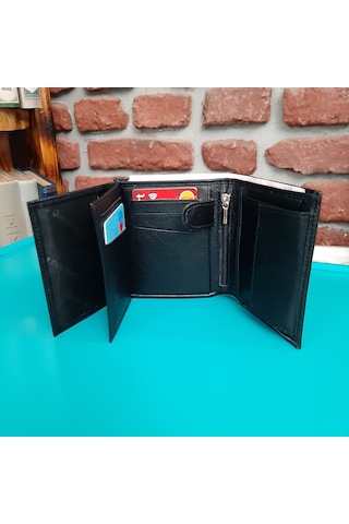Gvnbag Hakiki Deri Erkek Bozuk Para Gözlü Siyah Cüzdan Gvn-0114 Siyah