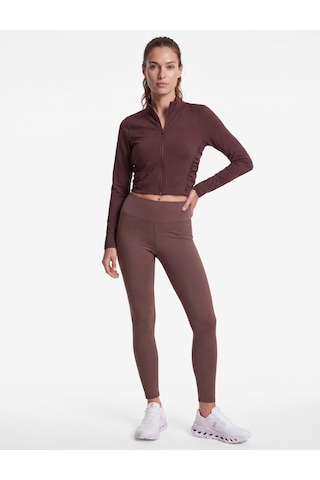 Koton Slim Fit İnterlok Büzgülü Dik Yaka Fermuarlı Uzun Kollu Spor Tişört Mürdüm 7wak10139nk 61x