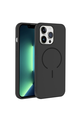 Zore Apple iPhone Uyumlu 13 Pro Kılıf M-safe Şarj Özellikli Omsy Meta Kapak - Siyah