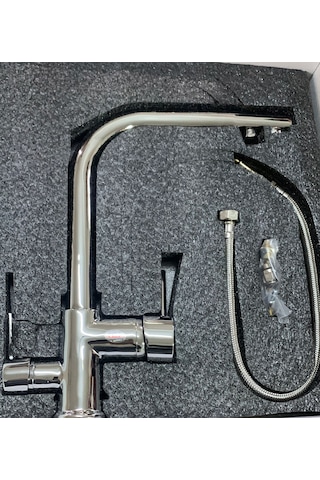 Opak 3 Yollu Su Arıtma + Şebeke Musluklu Eviye Bataryası Krom