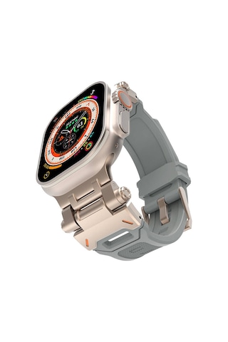 Mobilteam Watch Ultra 49mm Clo- Krd-108 Metal Başlıklı Silikon Kordon-starlight Grey