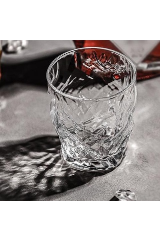2 Adet Viski Cam Kristal Düzensiz Çek Ağır Viski Tumbler Likör Şarap Kupası Yaratıcı Kaya Gözlük Gravür Açık Gri