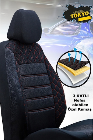Renault 19 Uyumlu Kırmızı Oto Koltuk Kılıfı Tam Takım Ön Arka Araç Koltuk Kılıfı Kırmızı
