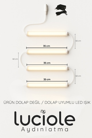 Led Bar Seti 4lü 35 Cm Günışığı Şeffaf Kablo Tak Çalıştır Anahtarlı
