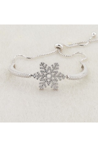 Muhteşem Tasarım 925 Ayar Gümüş Kar Tanesi Asansörlü  Bileklik
