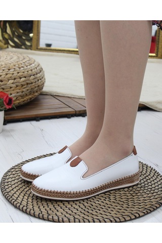 Nesil Shoes Syg P01 Beyaz Hakiki Deri Kadın Ayakkabı-beyaz Beyaz
