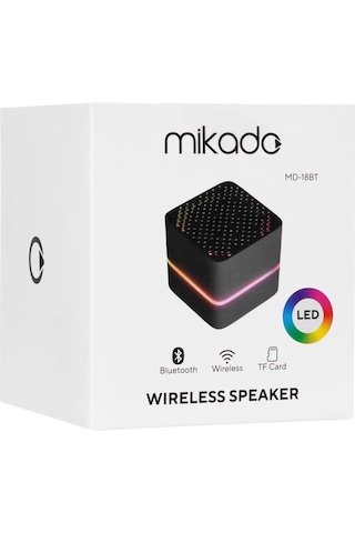 Mikado MD-18BT Siyah DC 5V-USB TF Kartlı Bluetoothlu Led Işklı Şarjlı Speaker