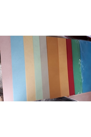 Karton ( Fon Kağıdı) Deri Desen Karışık Renk 50 Adet 25 X 35 Ebat