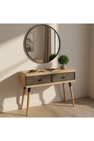 Mobenta Stria Entry: Modern Masif Dresuar 2 Çekmeceli Antre Konsolu - 120x31 Bz-an Krem-antrasit