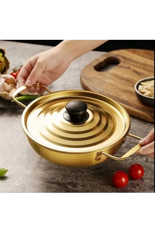 Golden Paslanmaz Çelik Erişte Pişirici Kapaklı Hazır Erişte