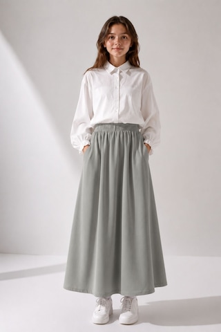Angel&co. Girls Clothing Modest Uzun Kız Çocuk Mevsimlik Etek- Adaçayı Grisi - 791131271 Adaçayı Grisi
