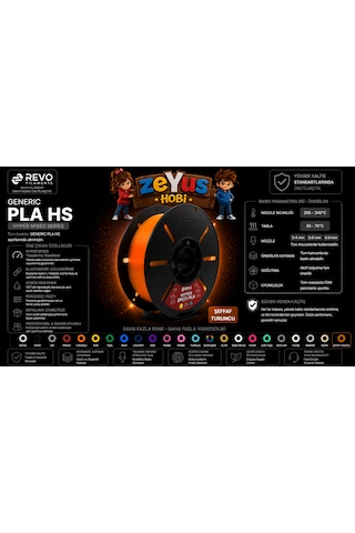 Generic Pla Hs Hyper Speed Filament Şeffaf Turuncu 1.75 Mm 1000 Gr