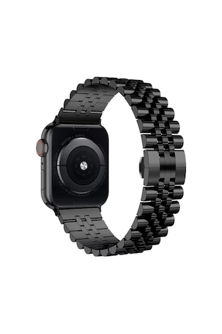 Forzacase Apple Watch 10 46mm İle Uyumlu Rolex Tasarım Metal Kordon Kayış - Fc878 Siyah