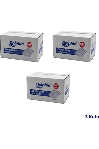 Dolphin Kilitli Şeffaf Buzdolabı Kilitli Saklama Poşeti Torba - 15x18 Cm. - 600 Adetlik 3 Kutu