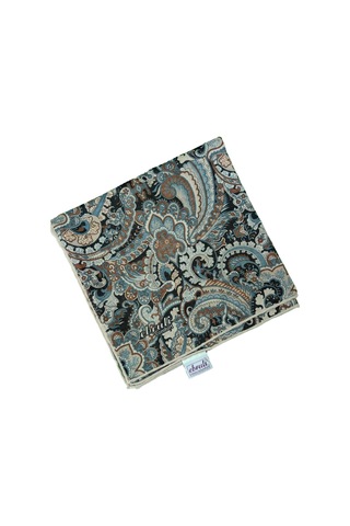 Ebruli Pamuklu Etnik Desenli Soft Eşarp 90x90 Cm Kiremit - Siyah