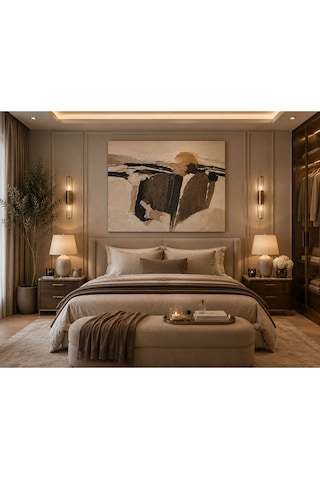 Lüks Soyut Bej Kahve Abstract Kanvas Tablo Modern Minimalist Duvar Dekoru Çerçevesiz Premium Salon, Ofis, Yatak Odası Ve Antre Tablosu Nötr Tonlu Tasarım Dekorasyon Ürünü
